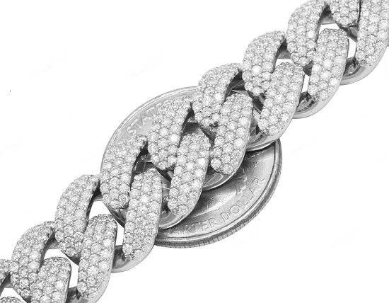 14mm 8inch Moissanite Diamonds Cuban Bracelet 925 Sterling Silver Cuban Bracelet High Fashion Wholesale Jewelry Factory Price