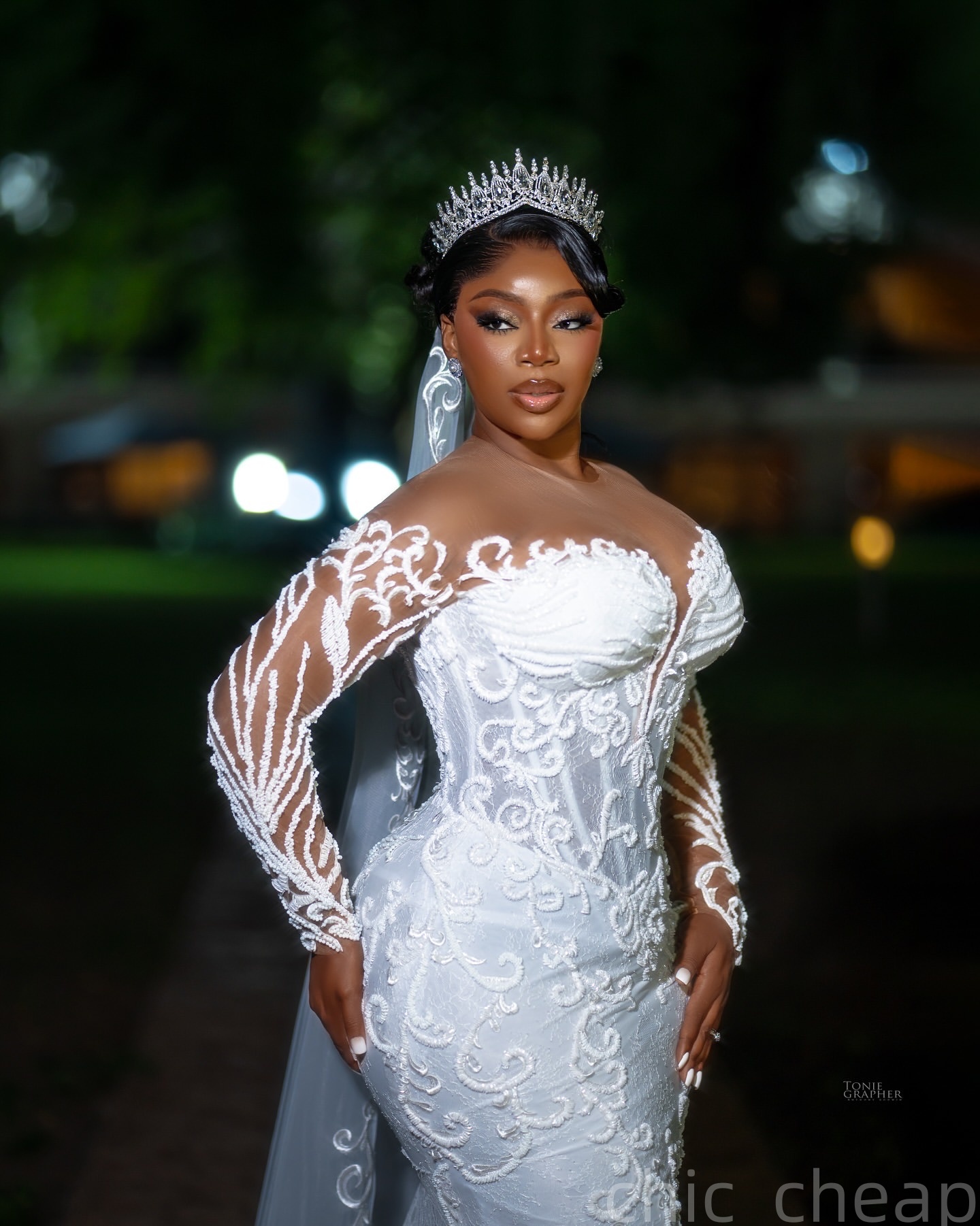 2025 Aso Ebi Plus Size Ivory Mermaid Wedding Dress Lace Embroidery Sheer Neck Full Sleeves Vintage Bridal Gowns Dresses ZJ0677