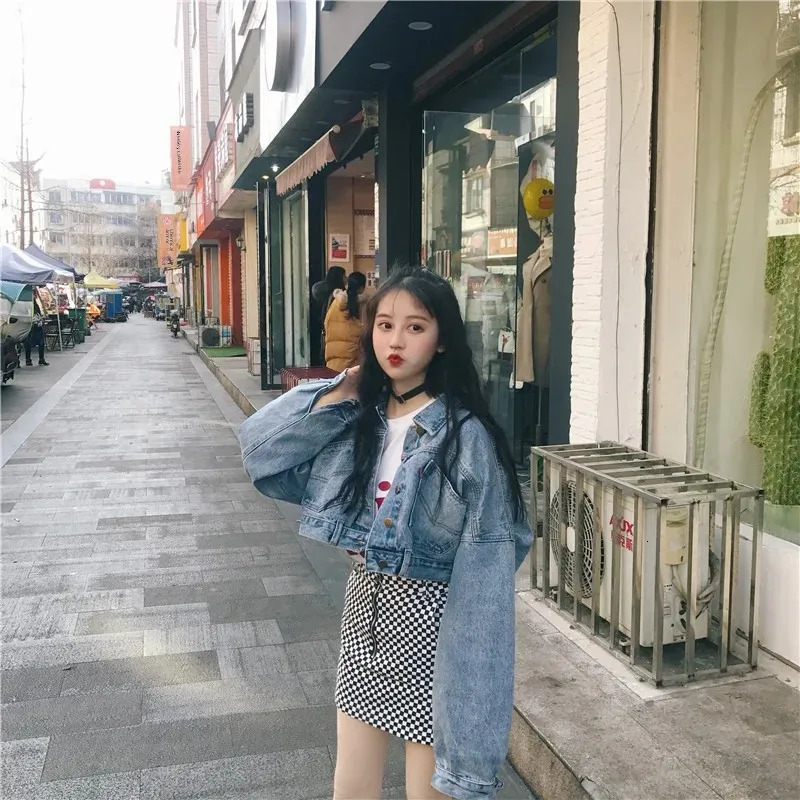 Spring and Autumn Style Vintage Korean Batwing Sleeveless Denim Jacket Womens Cropped Versatile Loose Fit BF Jacket 250728