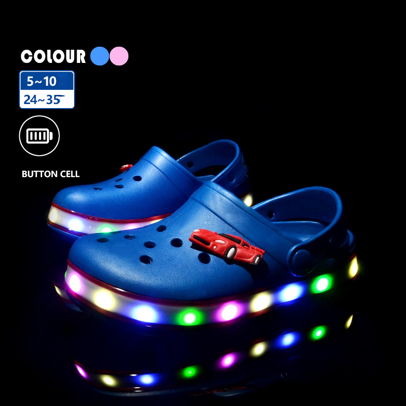 LED Light Children's Clogs Summer Kids Sandals 25 New Slippers Beach Hollow Baby Shoes