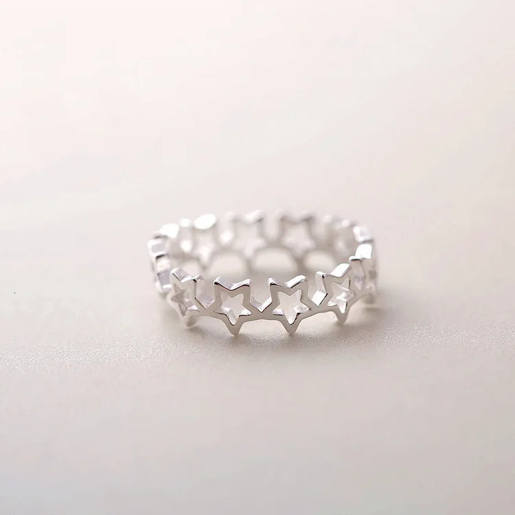 925 Sterling Silver Star Adjustable Ring For Fashion Women Party Fine Jewelry Minimalist Punk Accessories 250723