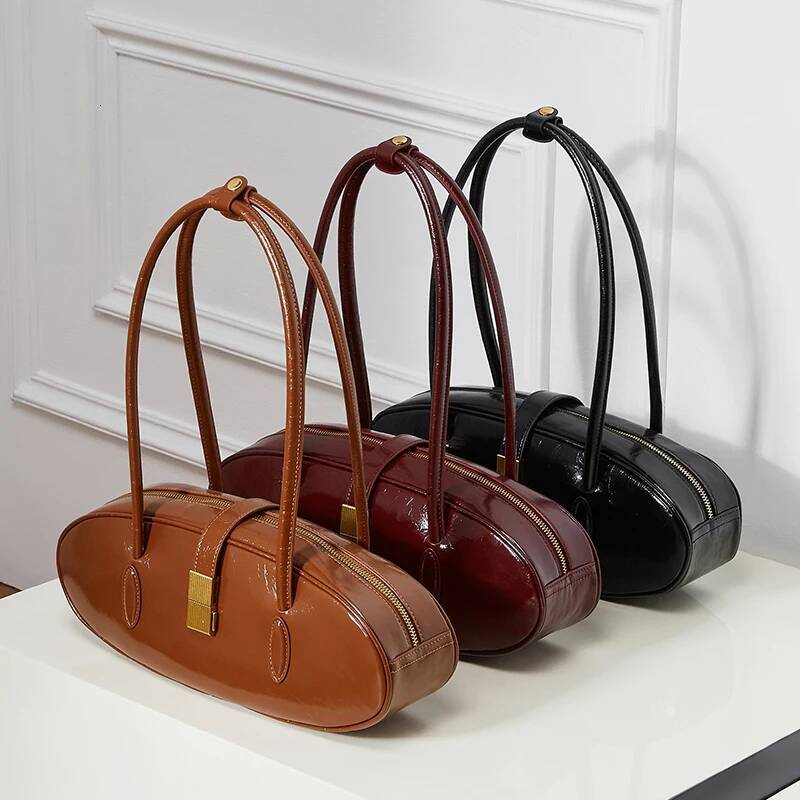 New Women's Baguette Genuine Leather Designer Shoulder Bags High Quality Cowhide Women Bag Vintage Female Handbags high-quality
