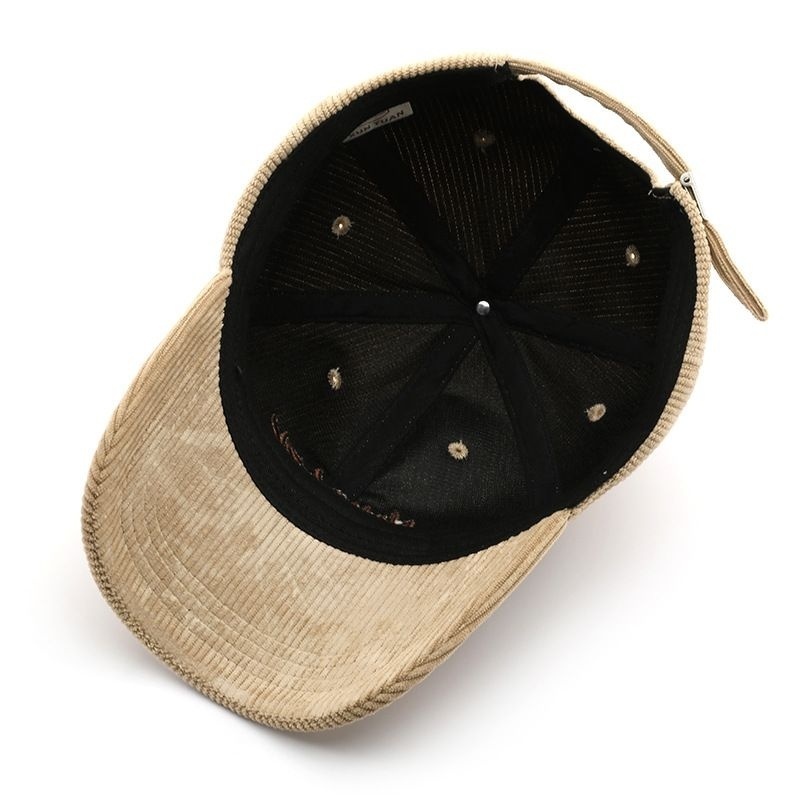 Korean Style Personalized Women Soft Top Corduroy Letter Embroidery Duckbill Cap Outdoor Men Sun Protection Baseball Cap 250726