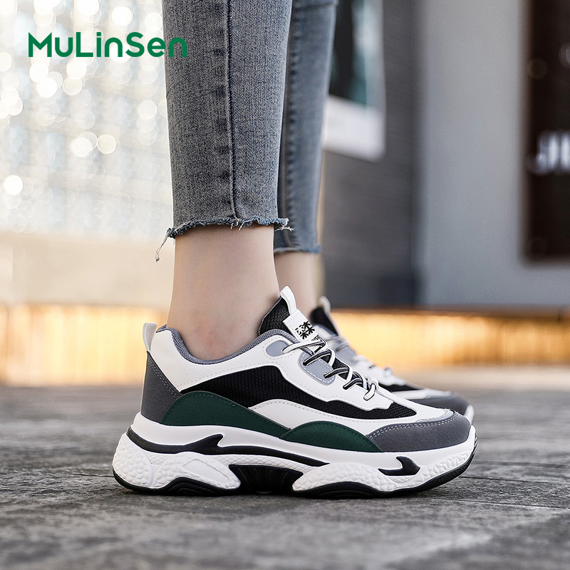 Mulinsen dad shoes for women all seasons women's shoes breathable mesh sports casual shoes all-match small height thick-soled shoes