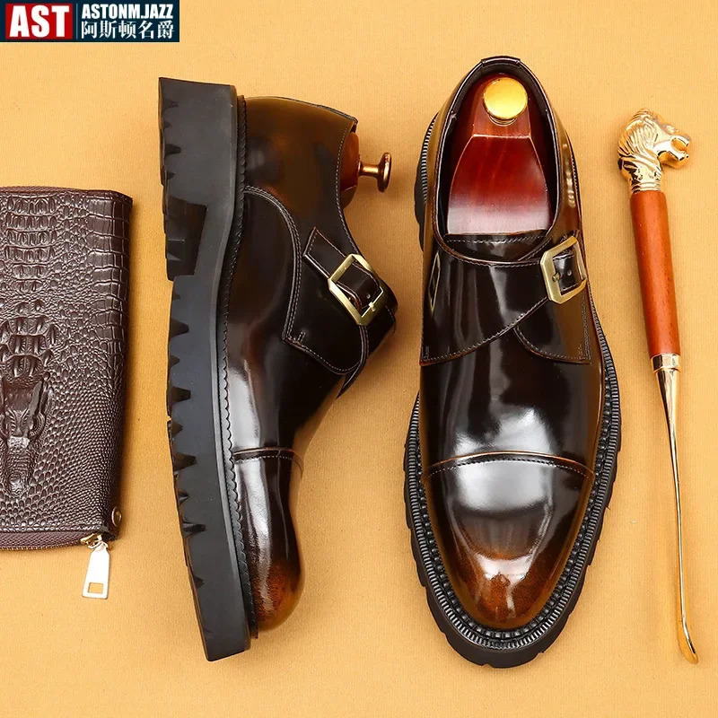 Patent Leather Mens Formal Shoes Handmade Italian Quality Fashion Buckle Genuine Leather 2025 Wedding Social Shoes Man 250723