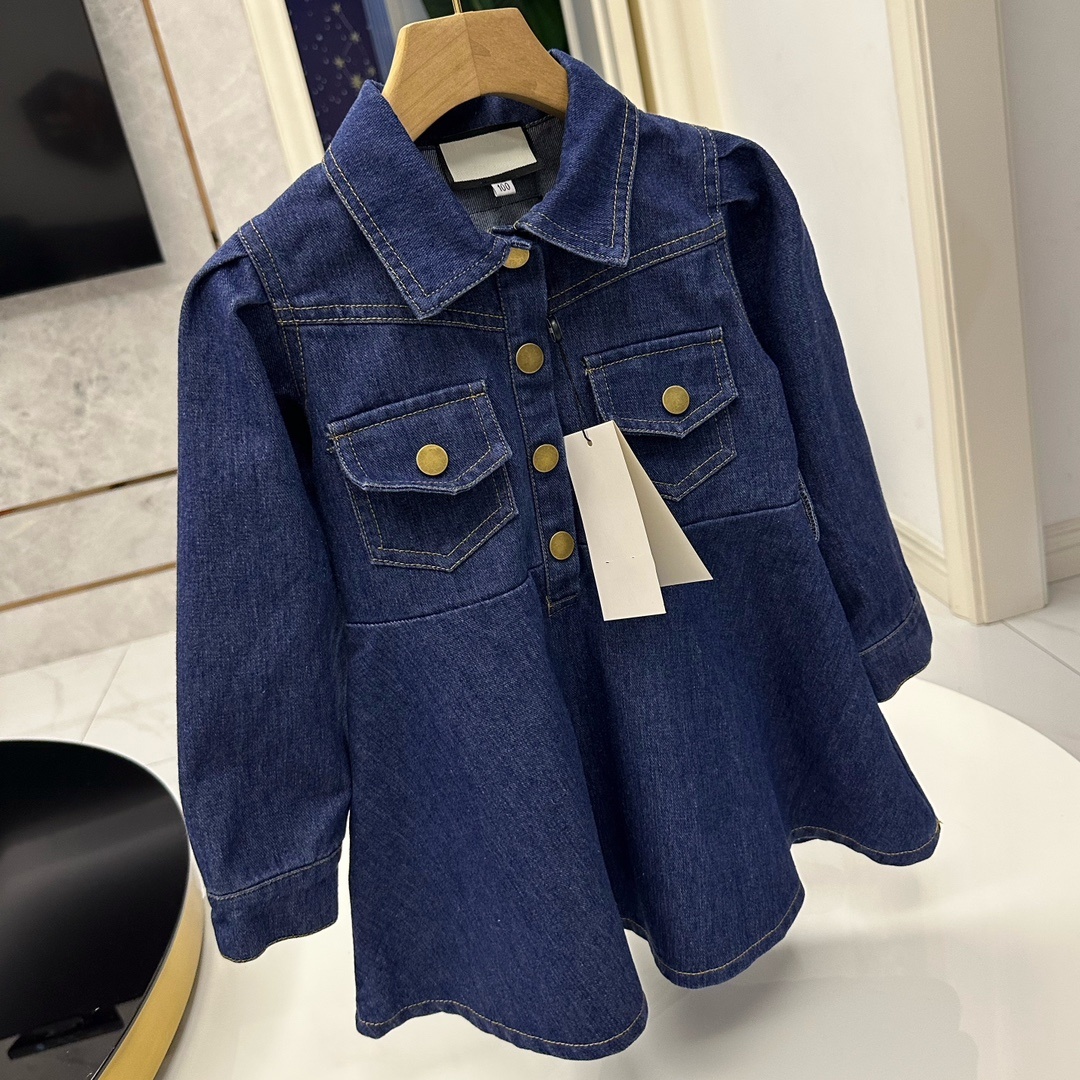 Girls denim skirt Dress girl polo shirt kids designer clothes newborn Short Sleeved top luxury Girl Jumpsuit Princess Dress toddler clothe Baby clothes Suitable