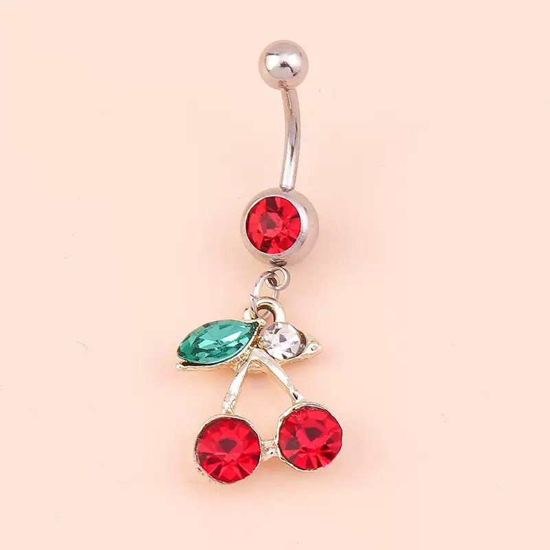 Red Cherry Navel Pendant Pierced Jewelry Buckle