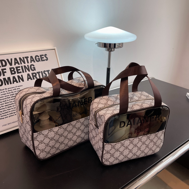 Luxury Cosmetic Bag Style Old Flower PVC Transparent Waterproof Portable Toiletry Storage Bag with Printing 250728