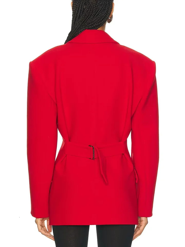 Womens Jacket with ThreeDimensional Silhouette LongSleeved Shoulder Pads Blazer for Women 250728