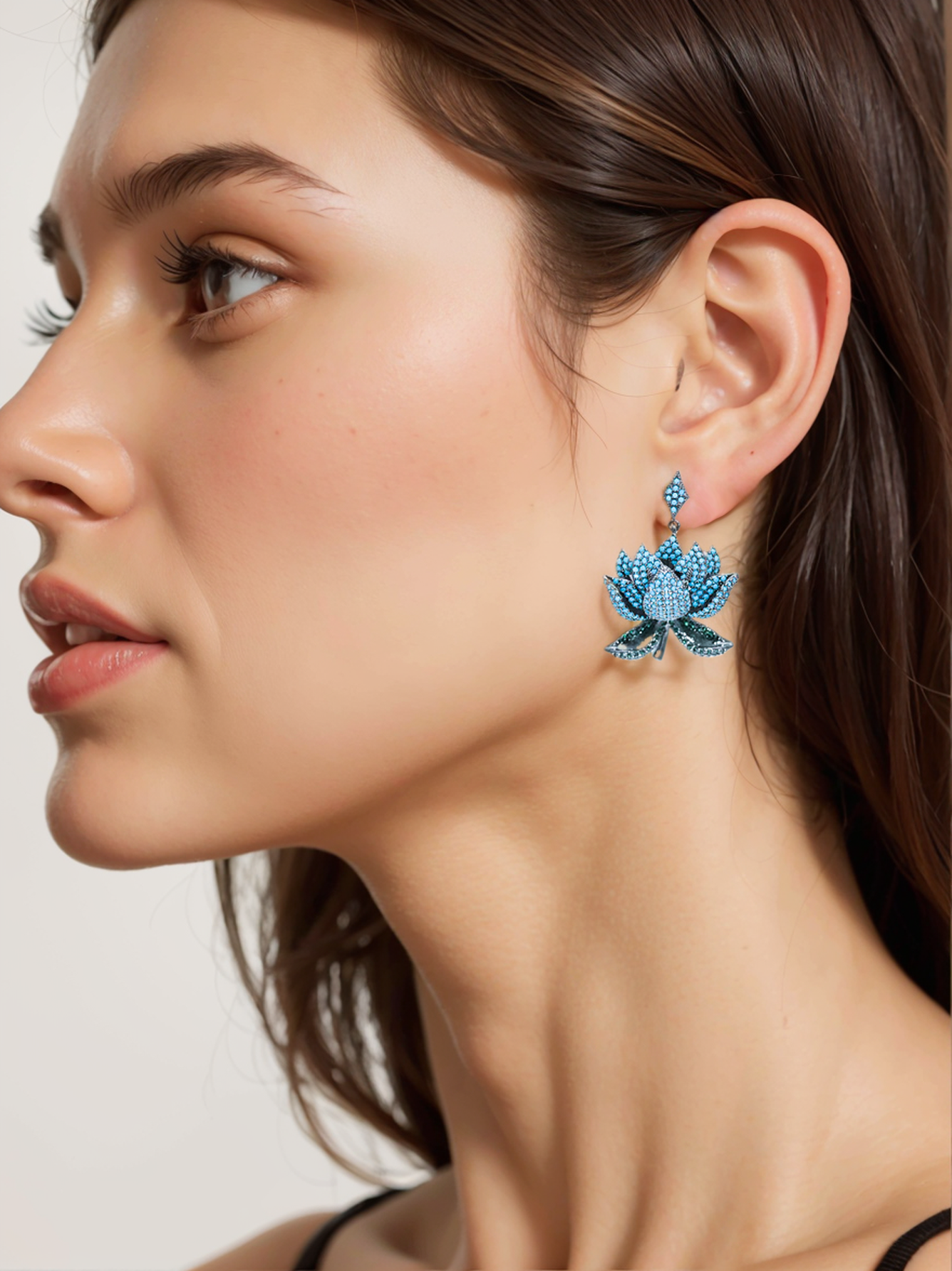 Lunaria Jewelry Blue Lotus Earrings with 925 Sterling Silver Ear Posts Hypoallergenic Minimalist Studs, Elegant Gift for Women