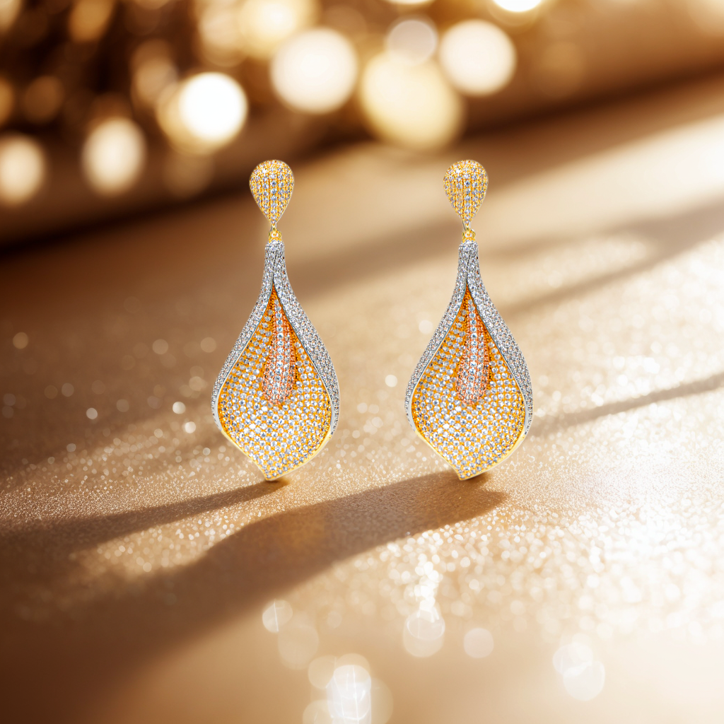 Chic Ladies' Gift Idea: Allergy-Free Pure Silver Backed Lily Blossom Pendant Earring Pair