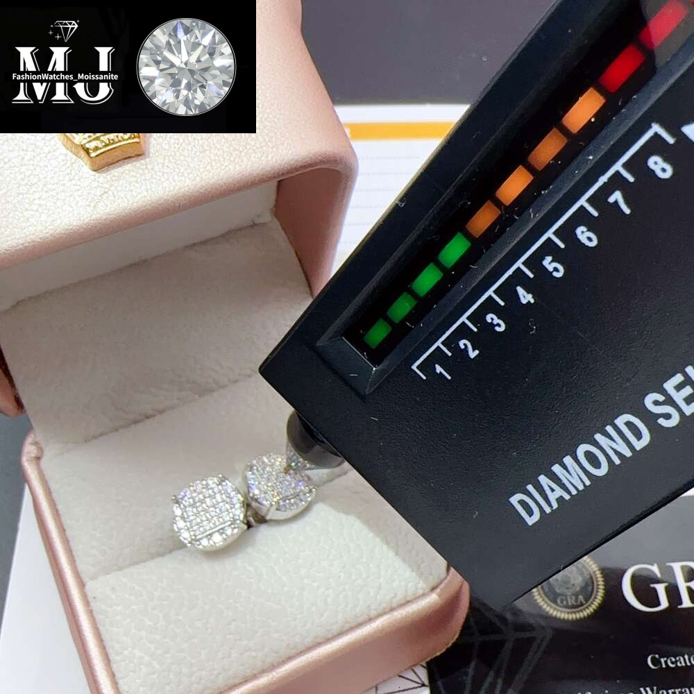 Iced Out Hip Hop Round Shape Vvs Moissanite Stud Earrings Sterg Sier Men and Women