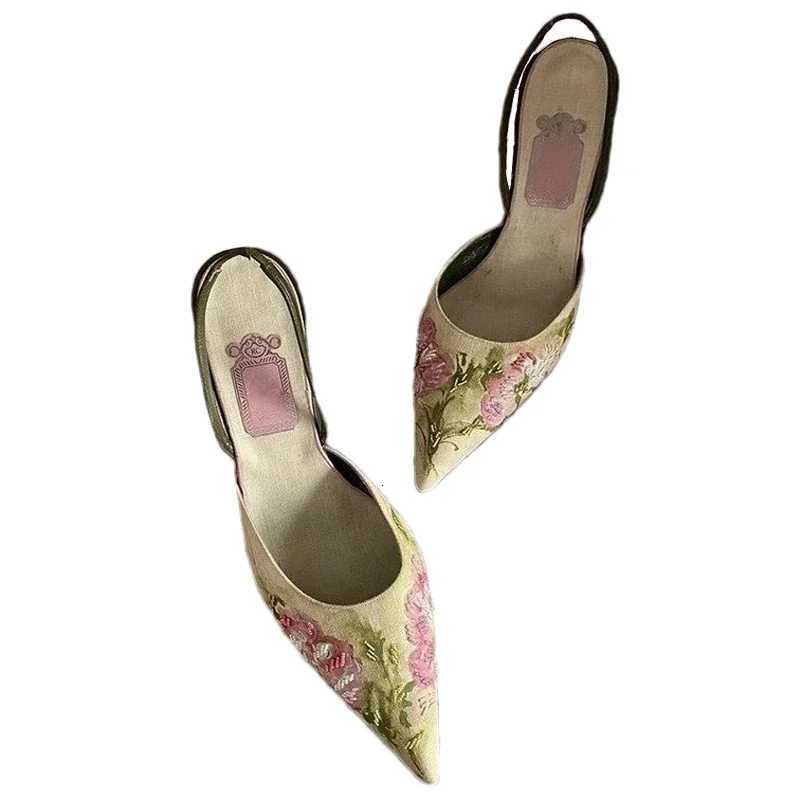 High Heels Women Sandals Flower Elegant Heeled Shoes Pointed Toe Women Slippers S2025 Summer New Pumps Luxury Womens Sandals XJ250728