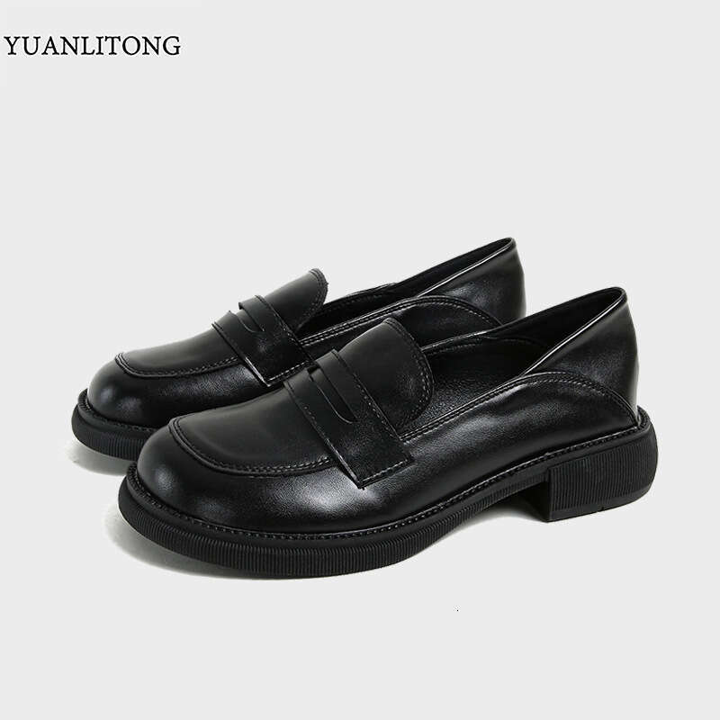Designer Studiolee 2025 New Thick-Soled Leather Shoes Spring and Autumn Chunky Heel British Style Loafers for Women