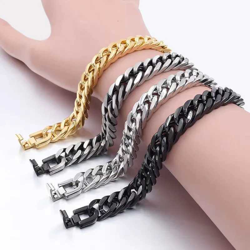 8/10/12MM Cuban Link Chain Bracelets for Men Women Solid Stainless Steel Curb Link Chain Wristband Jewelry Gifts W250728