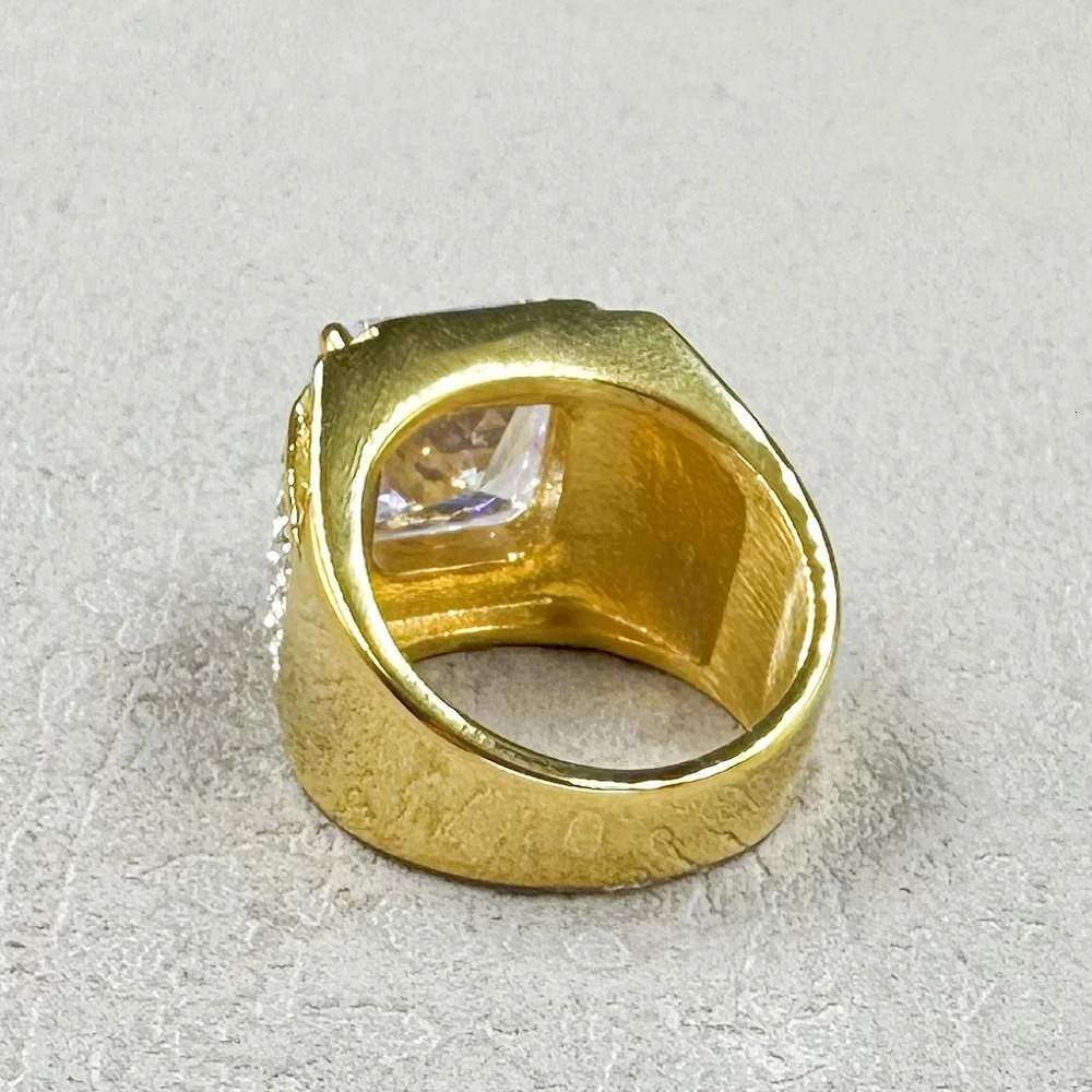 Hip hop Fashion Gold Color 316L Stainless Steel Rings For men Women Sqare zircon Femme Rings Anillos Mujer Jewelry Gifts 250723