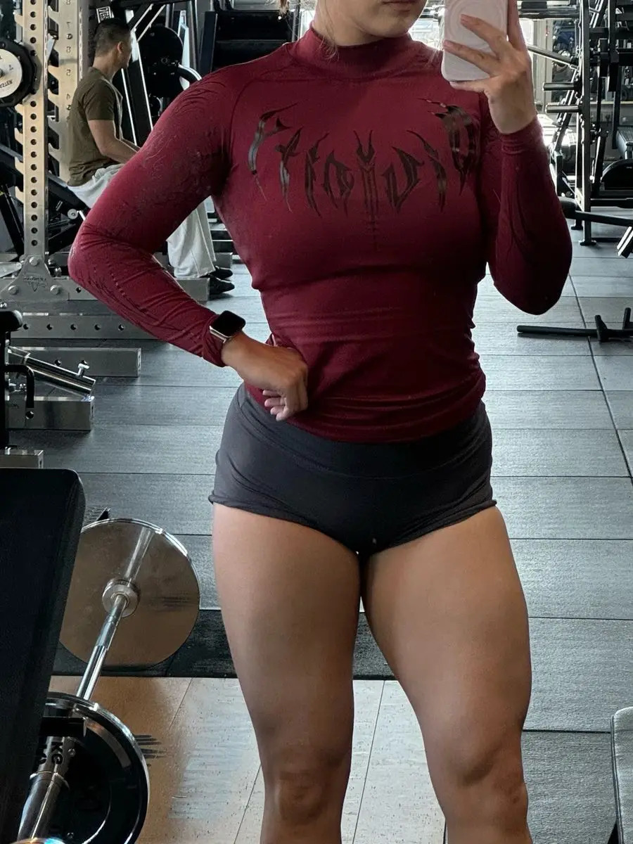 Gothic sporty graphic t shirts tight fitting high elasticity fitness exercise breathable long sleeve y2k T-shirt women clothes 250728