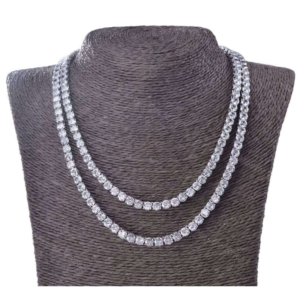Hip Hop Necklace Shiny Sterling Sier 6.5mm Flawless D Color VVS Lab Grown Tennis Chain