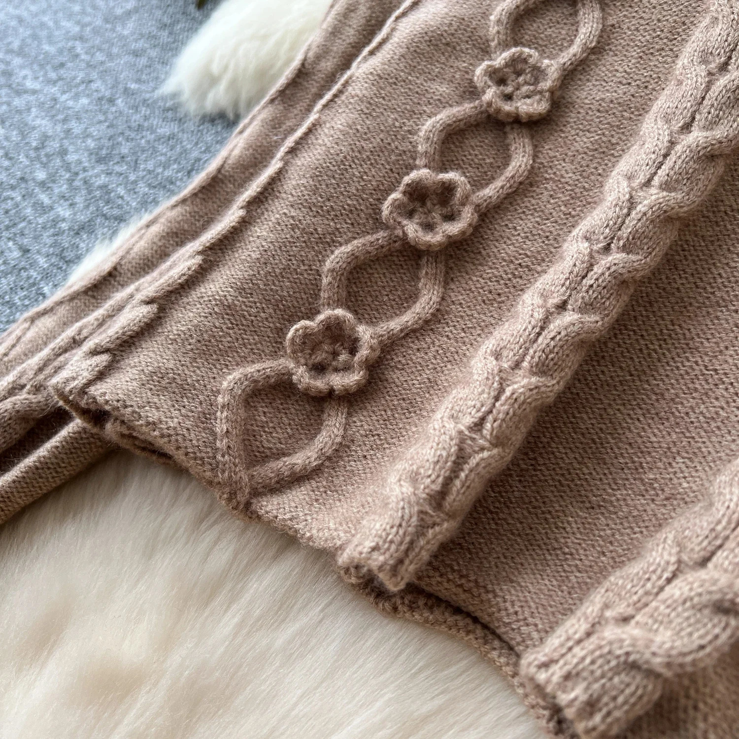 Chic vintage knit dress Elegant Fairy Korean fashion Sundress Beach womens clothing Two Piece Set 250728