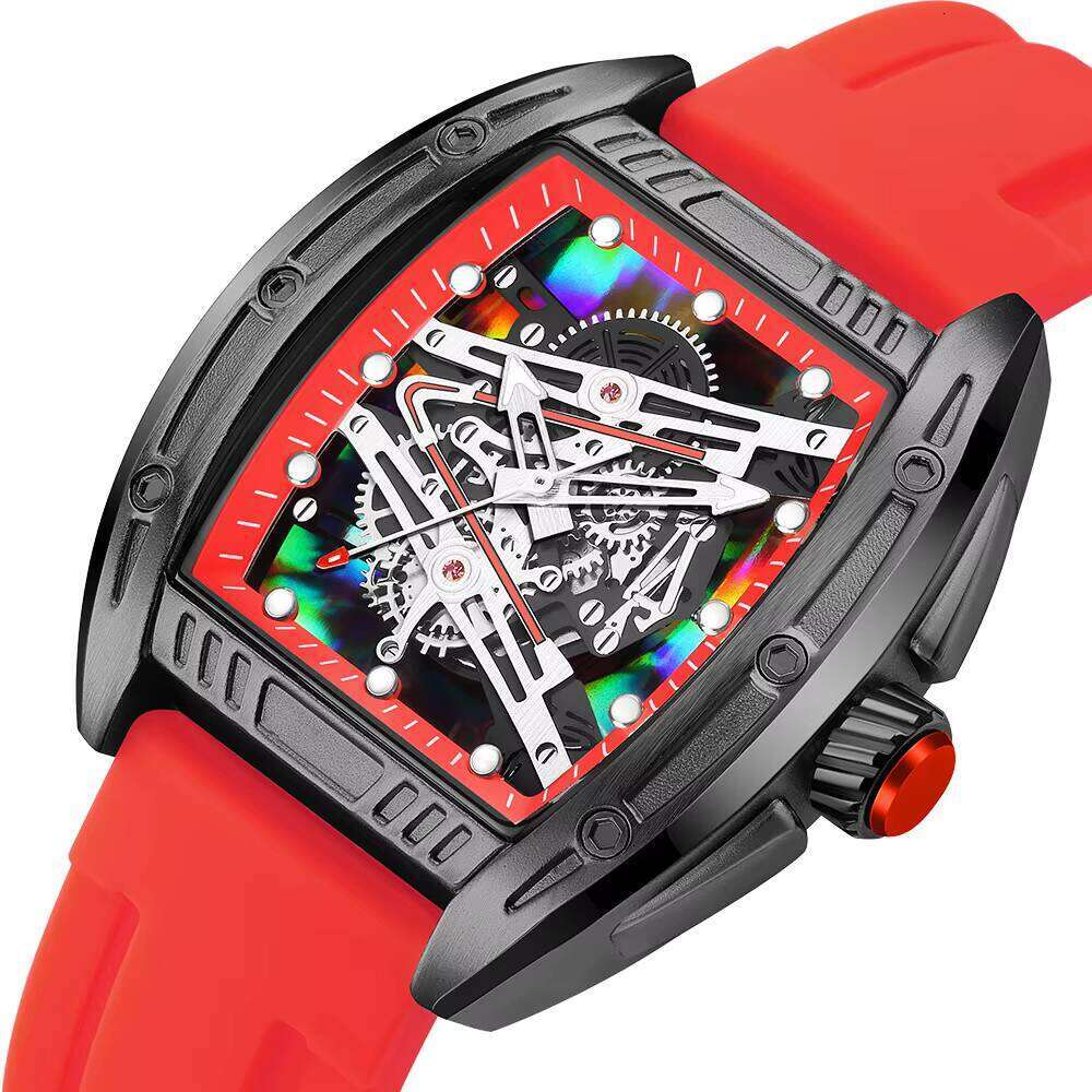 DHgargets MEGIR 338G Skeleton Watch - Fashion Unisex Casual Watch with Luminous Hands, 30M Waterproof, Silicone Strap, Quartz Movement