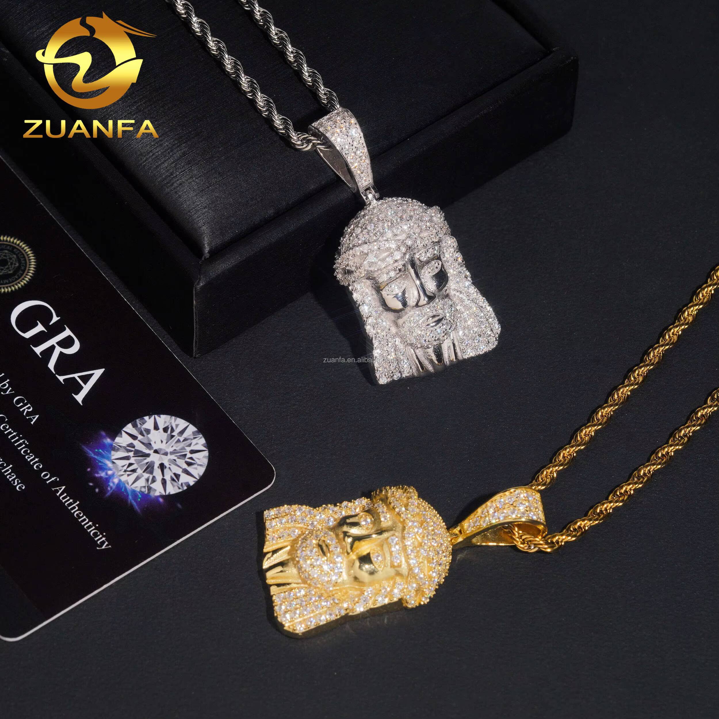 Bulk Stock Drop Shipping Hot Selling Fashion Jewelry Hip Hop Pendant 925 Sterling Silver VVS Moissanite Diamond Jesus Pendant