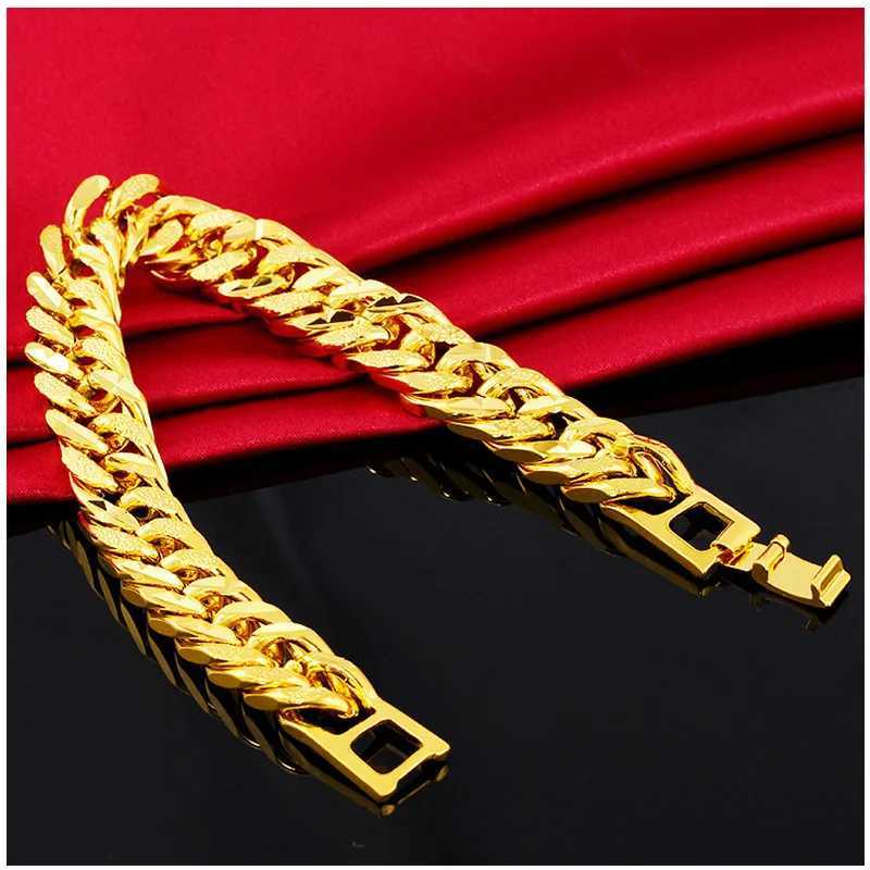 12mm 925 Silver Gold Plated Colorful Bracelet Mens and Womens Chain Bracelet Wristband African Gold Jewelry W250728