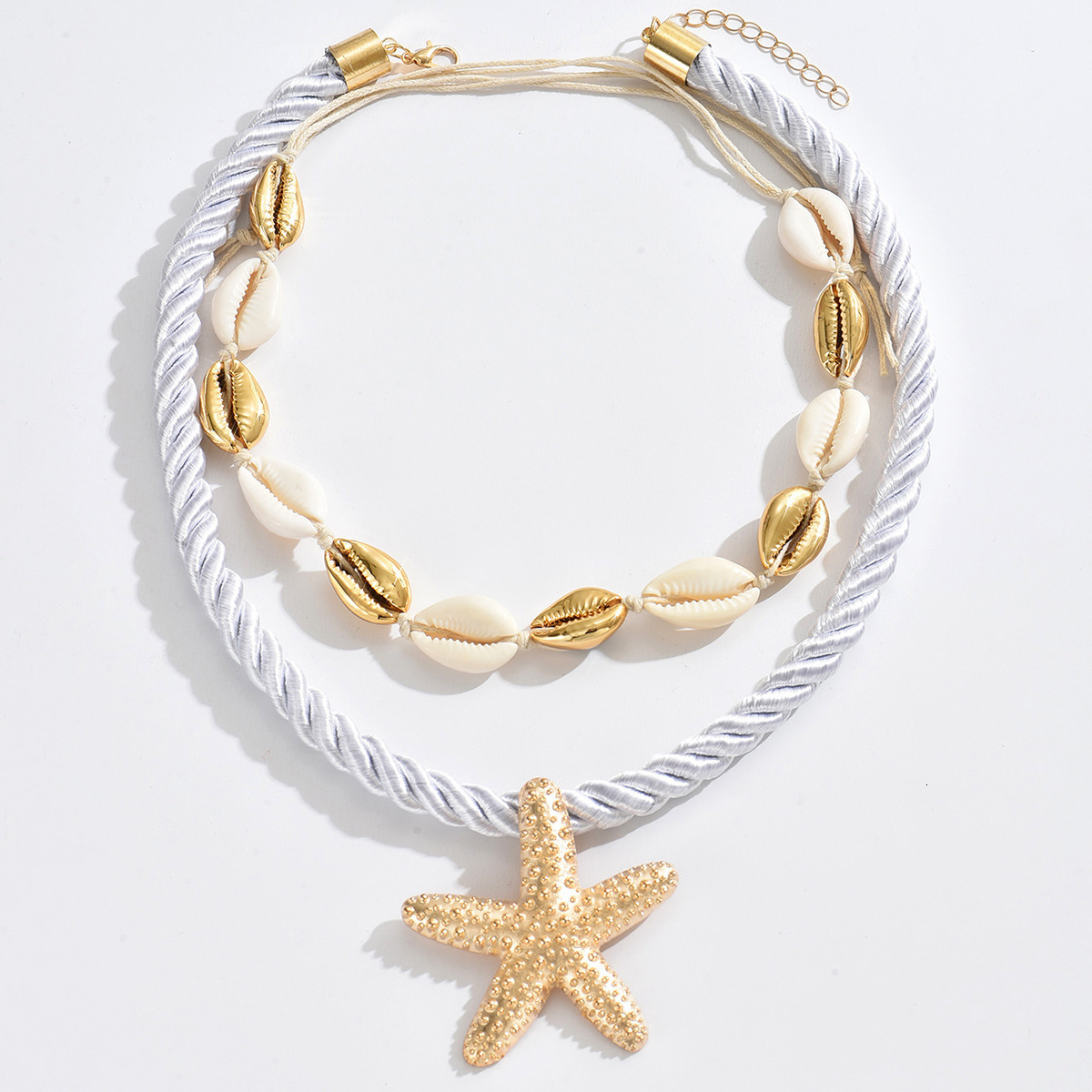 Summer Exaggerated Beach Style Alloy Starfish Fashionable Elegant Handmade Shell Collarbone Chain Necklace for Women Jewelry for Women