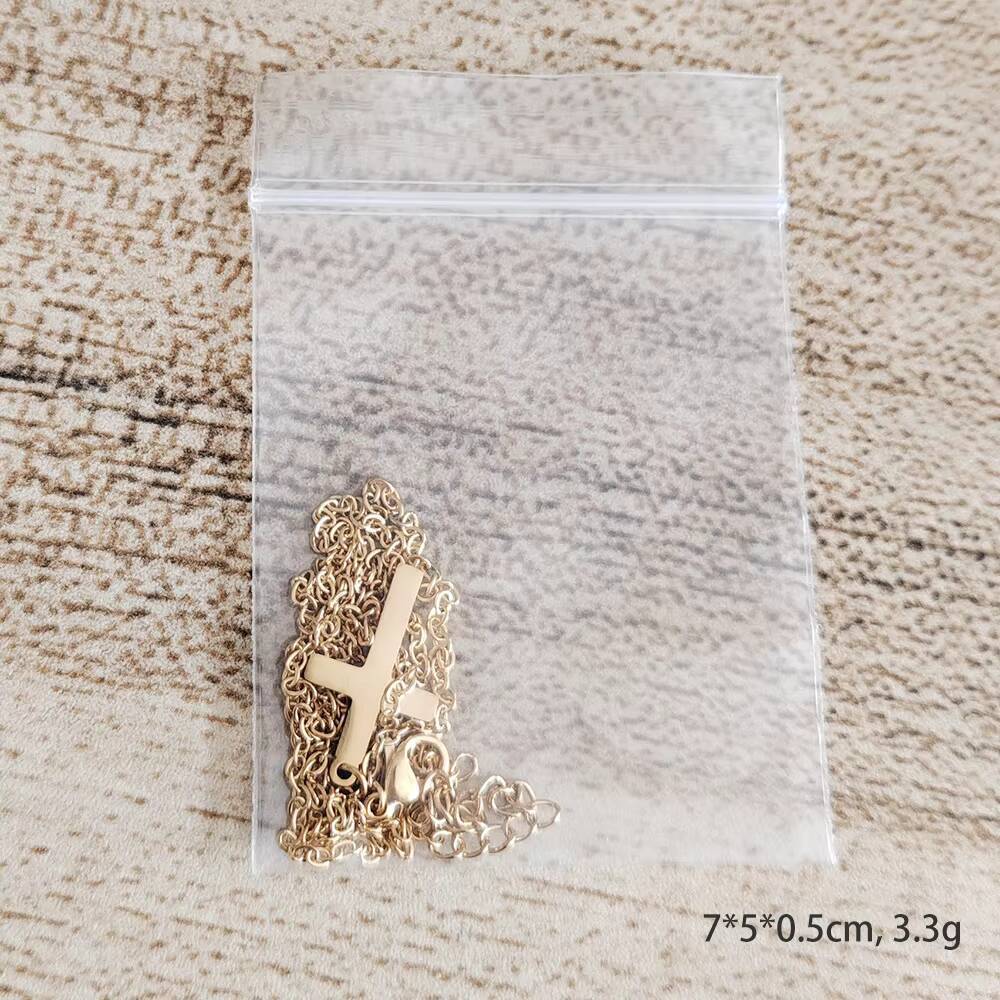 Stylish Chic Refined Exquisite Mens and Womens Universal Stainless Steel 18K Gold Single-layer Simple Cross Pendant Necklace