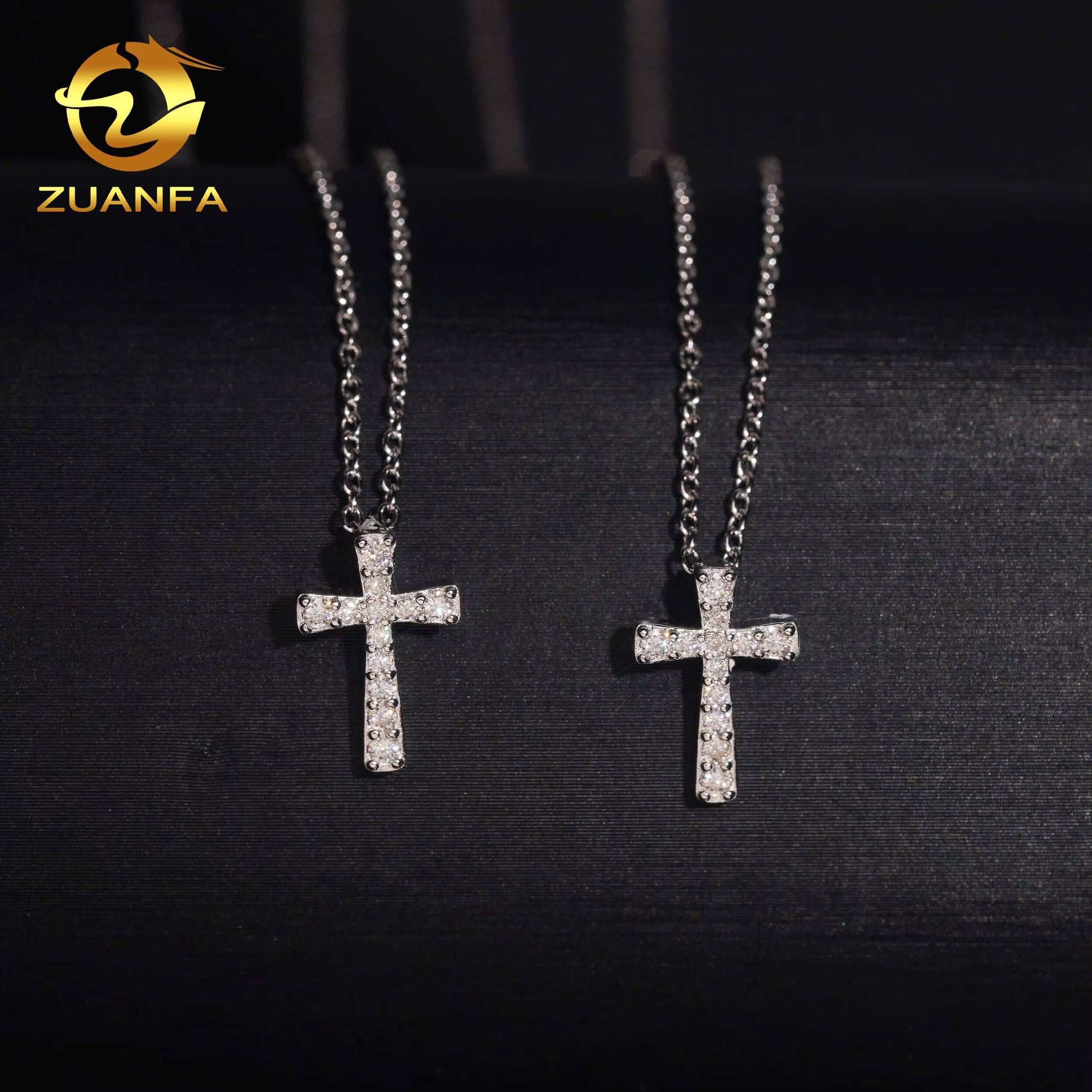 USA Local Stock Classic Iced Out Hip Hop Style Link Chain 925 Silver VVS Moissanite Diamond Women Jewelry Cross Pendant Necklace