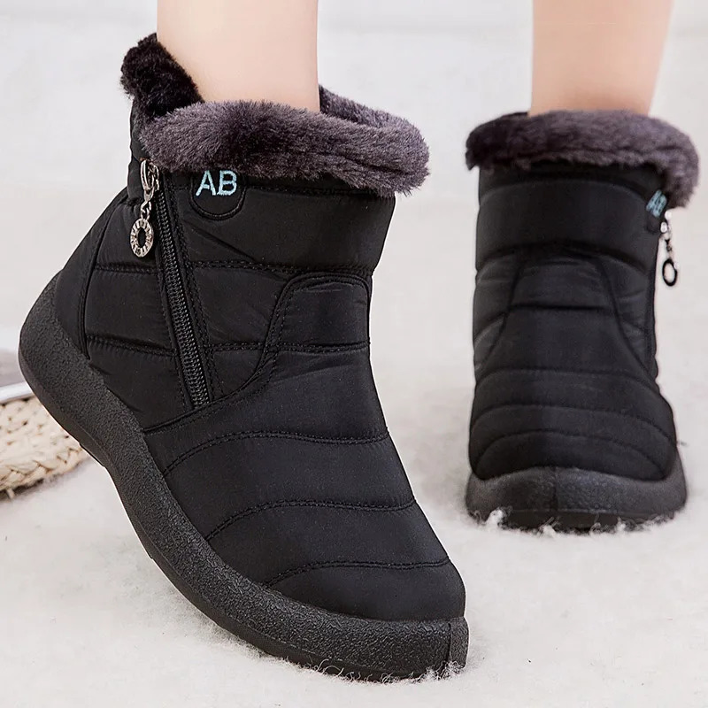 Womens Boots Womens Ankle Boots With Fur Winter Shoes Women Low Heels Winter Boots Snow Waterproof Botas Mujer Winter Footwear 250725