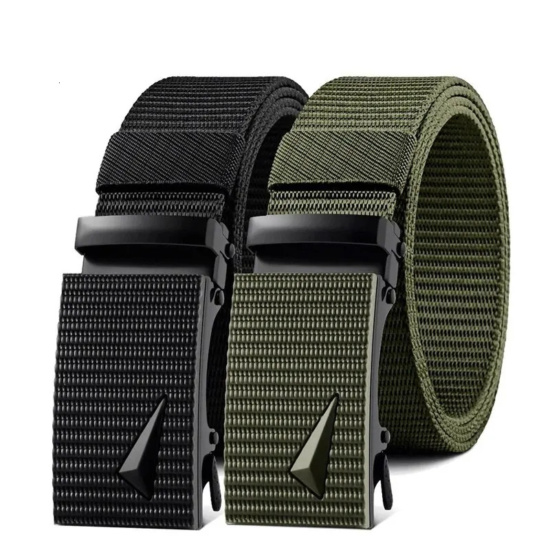 Mens Belt Automatic Metal Buckle Nylon Webbing Outdoor Work Toothless Casual Sports Canvas 250716