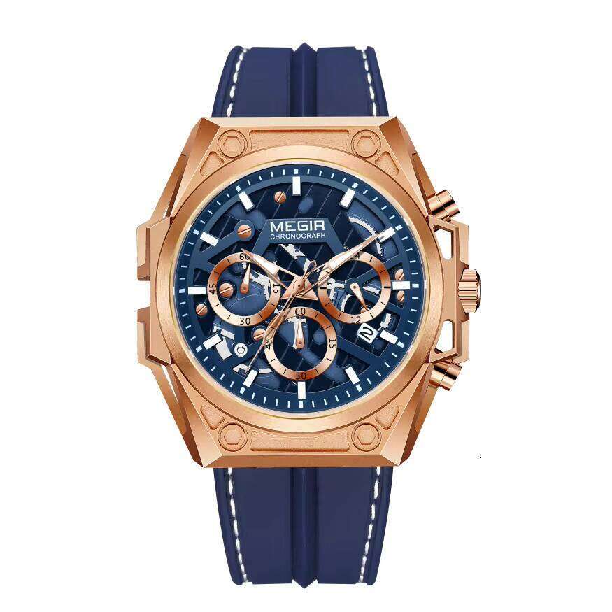 MEGIR Men's Skeleton Sports Watch - 47mm Silicone Strap, 50M Waterproof, Luminous - Bulk Wholesale