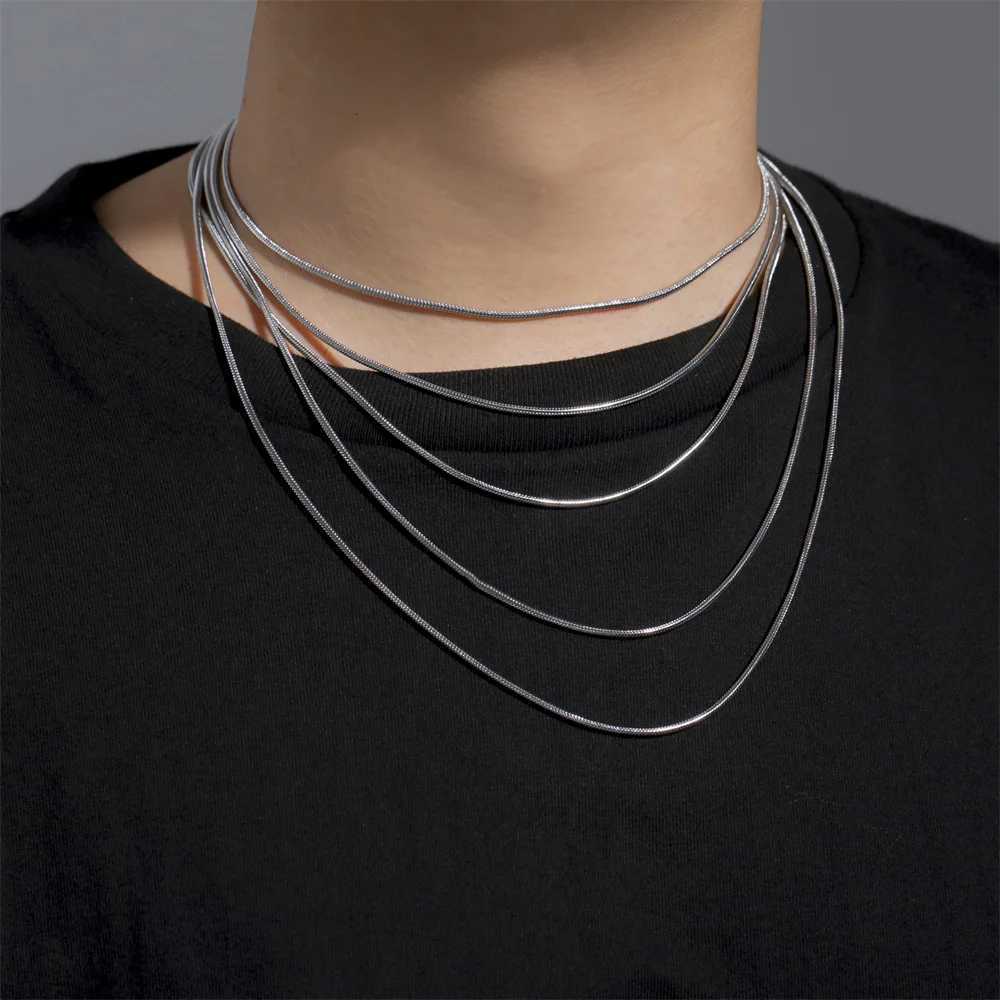 My Shape Round Snake Chain Necklace for Women Men Stainless Steel Link Chain 0.9mm 1.2mm 2mm Choker Fashion Jewelry Gifts XJ250708