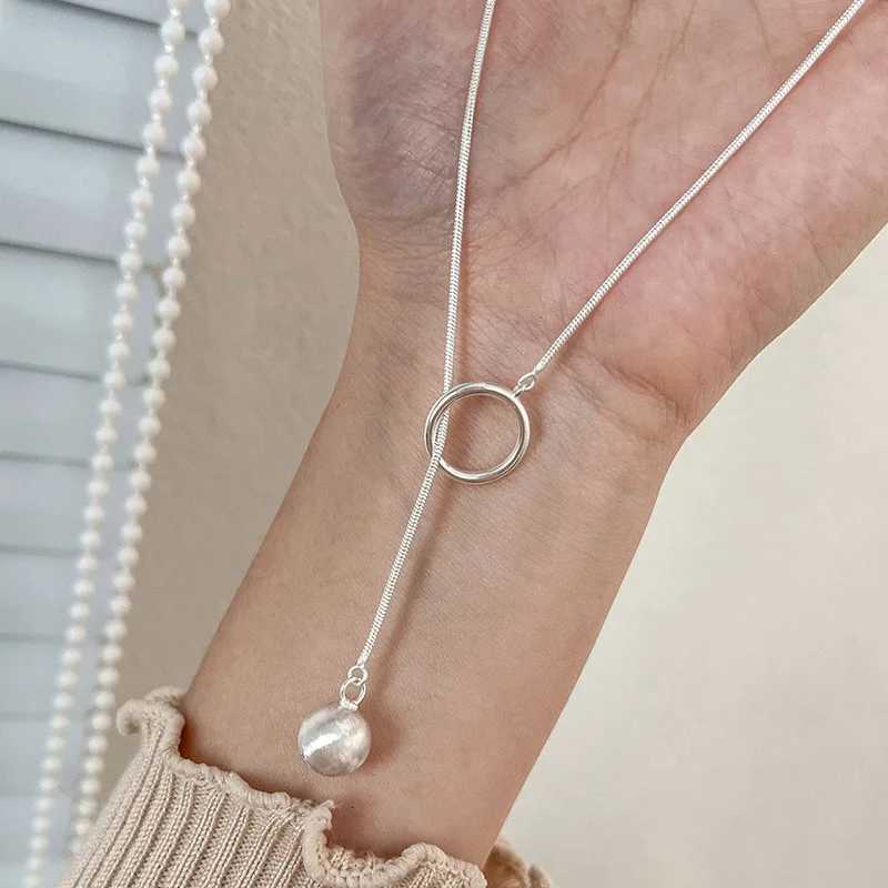 Adjustable Sterling Silver Charm Necklace for Women Round Pendant Fashion Jewelry Gift Z250910