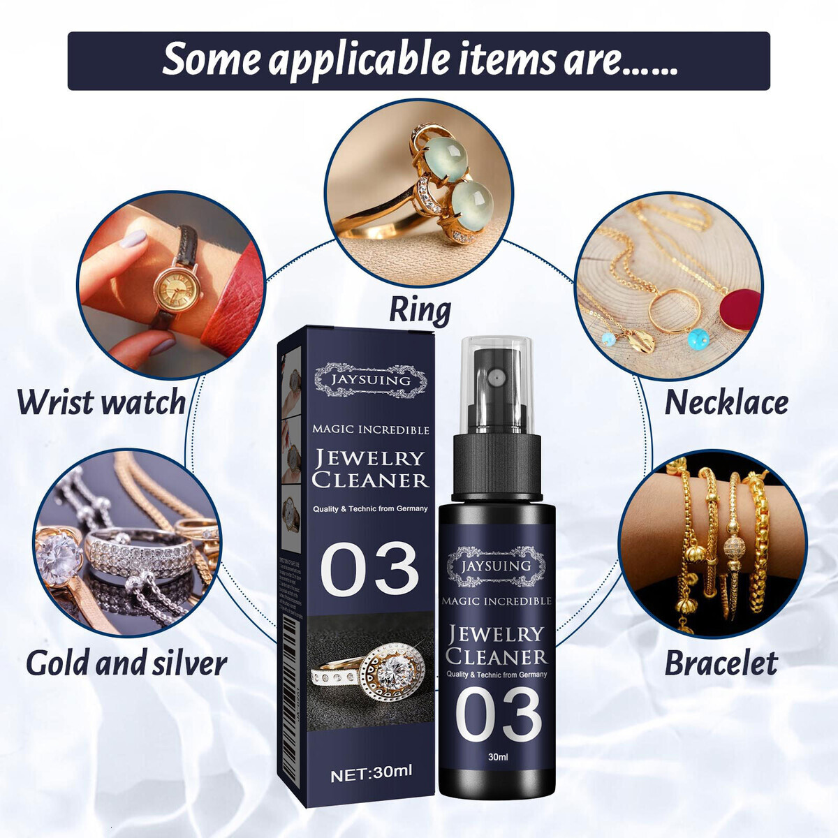 30ml Concentrate Jewelry Cleaner Anti-Tarnish Quick Professional Jewellery Cleaning for Watch Diamonds Silver Gold Jewelry Tools