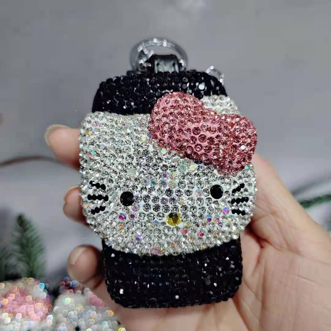 Cute Cat Rhinestone Keychain for Car Key Holder Key Bag Key Case Car Remote Bag i250728