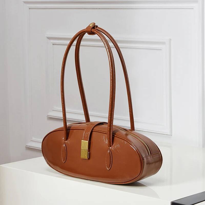 New Women's Baguette Genuine Leather Designer Shoulder Bags High Quality Cowhide Women Bag Vintage Female Handbags high-quality
