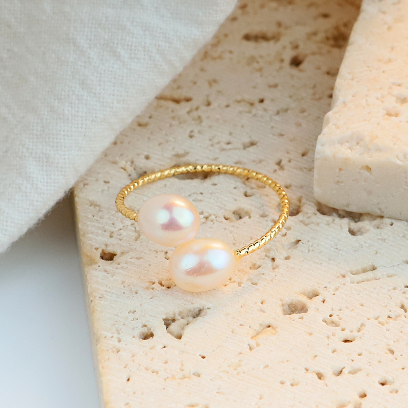 Designer Adjustable Rings for Women 14K Gold Gold Filled Freshwater Pearl Trendy Chic Daily Dating Open Ring Fashion Jewelry