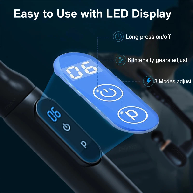 Fascia Gun Portable Massage Deep Tissue With Extended Handle UShaped Back Massager Body for Neck Shoulder Leg 250714