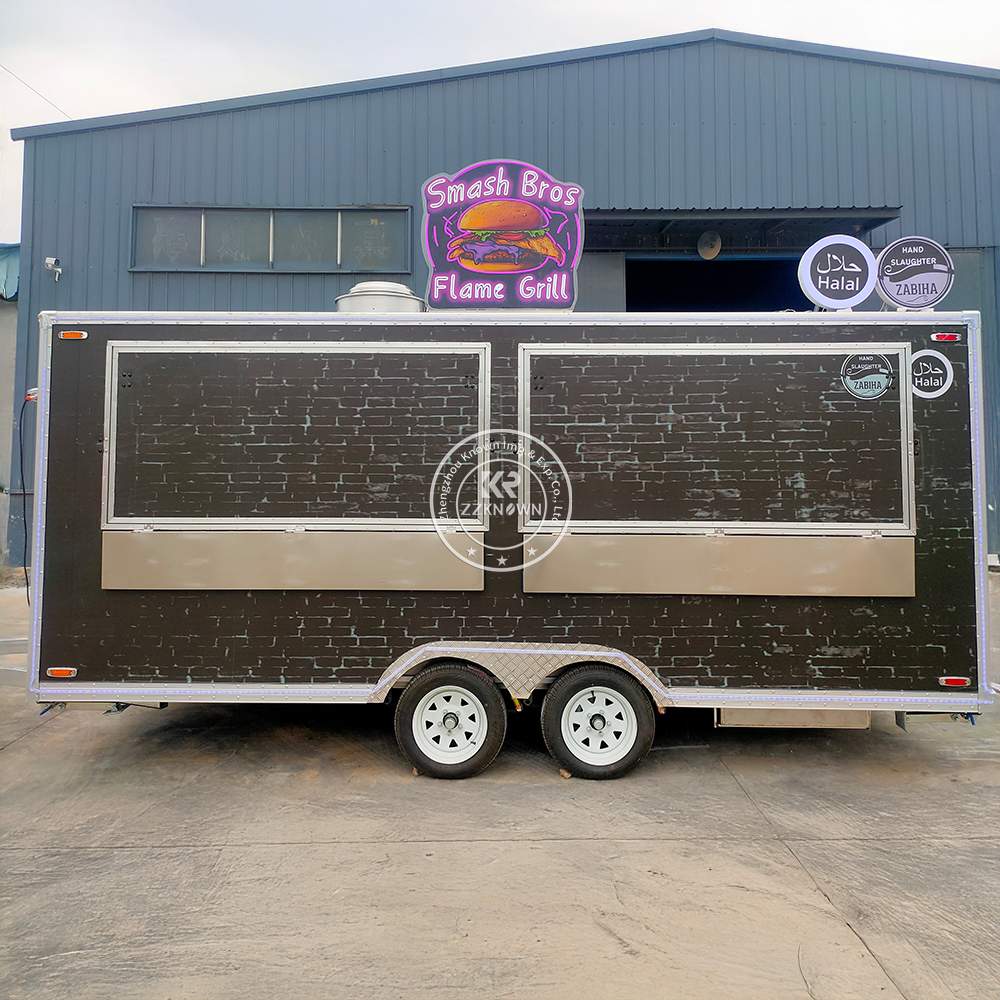 Street Hot Dog Cart Fast Food Trailer Mobile Kitchen Fully Equipped Concession Catering Food Truck For Restaurants