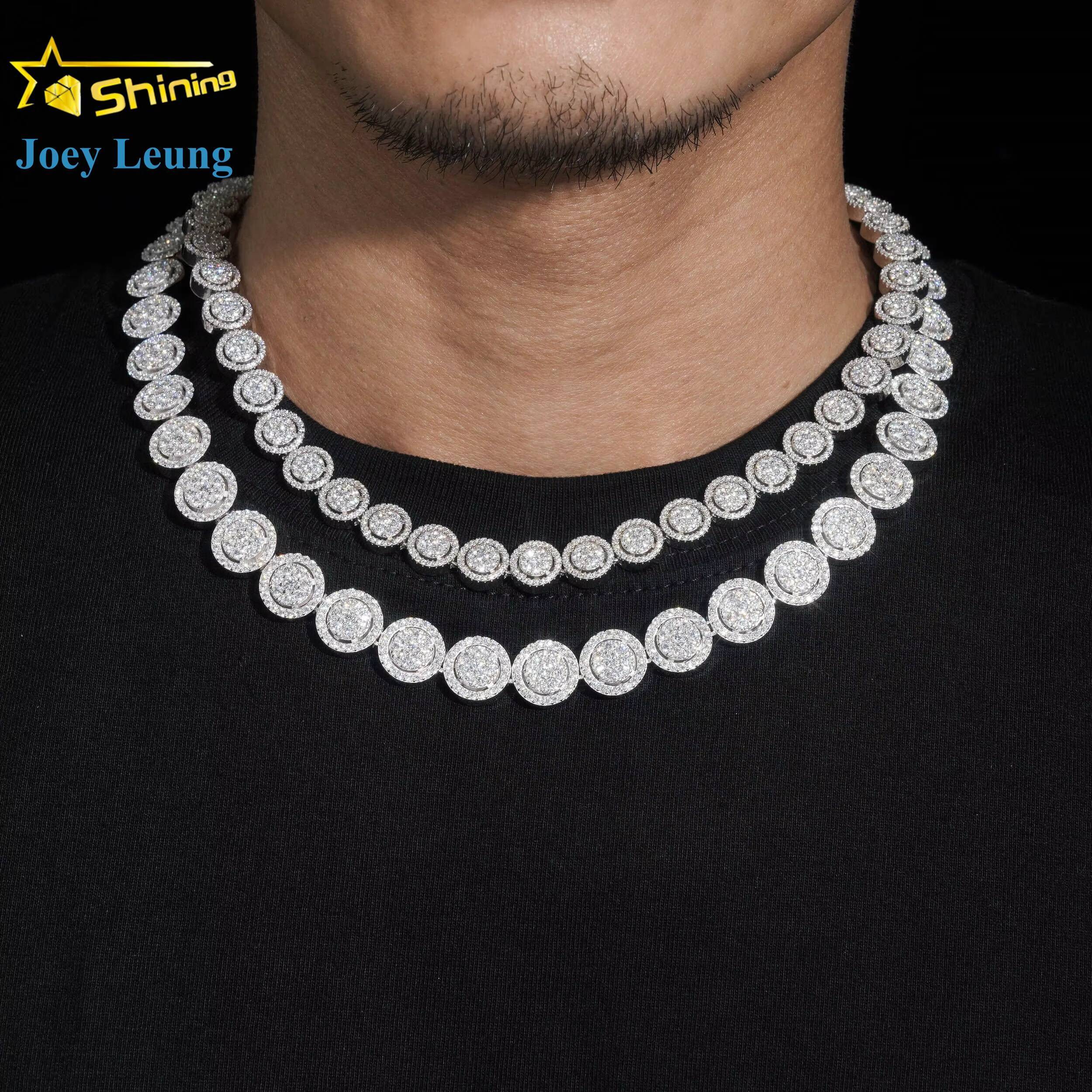Rapper Hip Hop Jewelry 925 Silver Gold Plated 13MM Iced Out VVS D Color Moissanie Cuban Link Chain Cluster Tennis Chain
