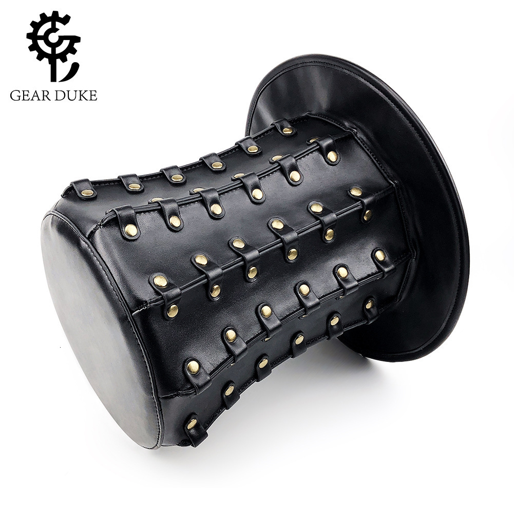 New Punk Unisex Rivet High Top Banquet PU Hat Halloween Anime Party Gathering ddmymoon