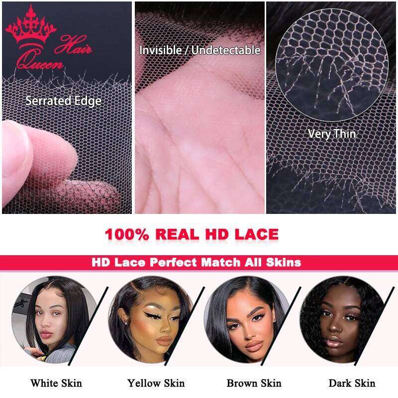 Real HD Deep Wave Curly Frontal Only 13x6 13x4 7x7 5x5 4x4 Closure Raw Human Melt Skin Invisible Lace Queen Hair Official