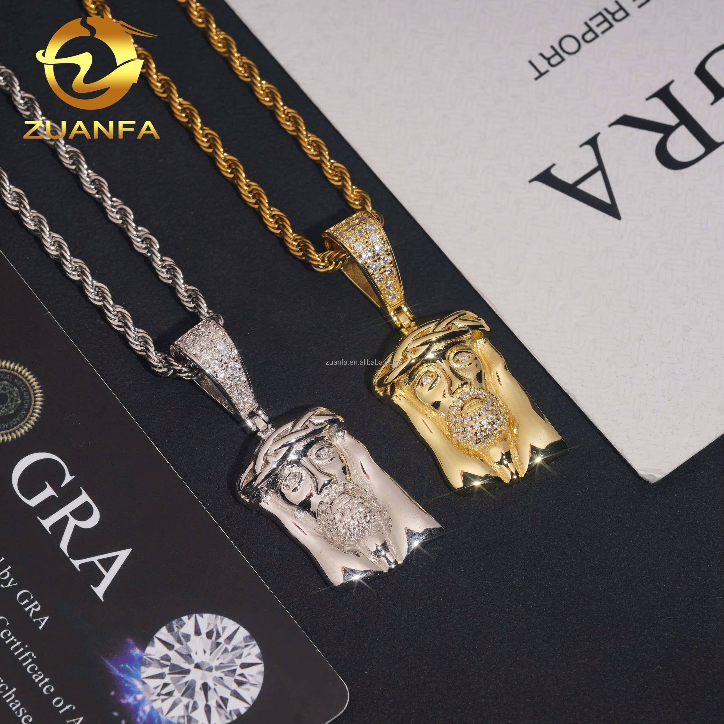 Drop Shipping Hot Selling Fashion Fire Religious Jewelry Hip Hop 925 Sterling Silver VVS Moissanite Diamond Jesus Pendant Man