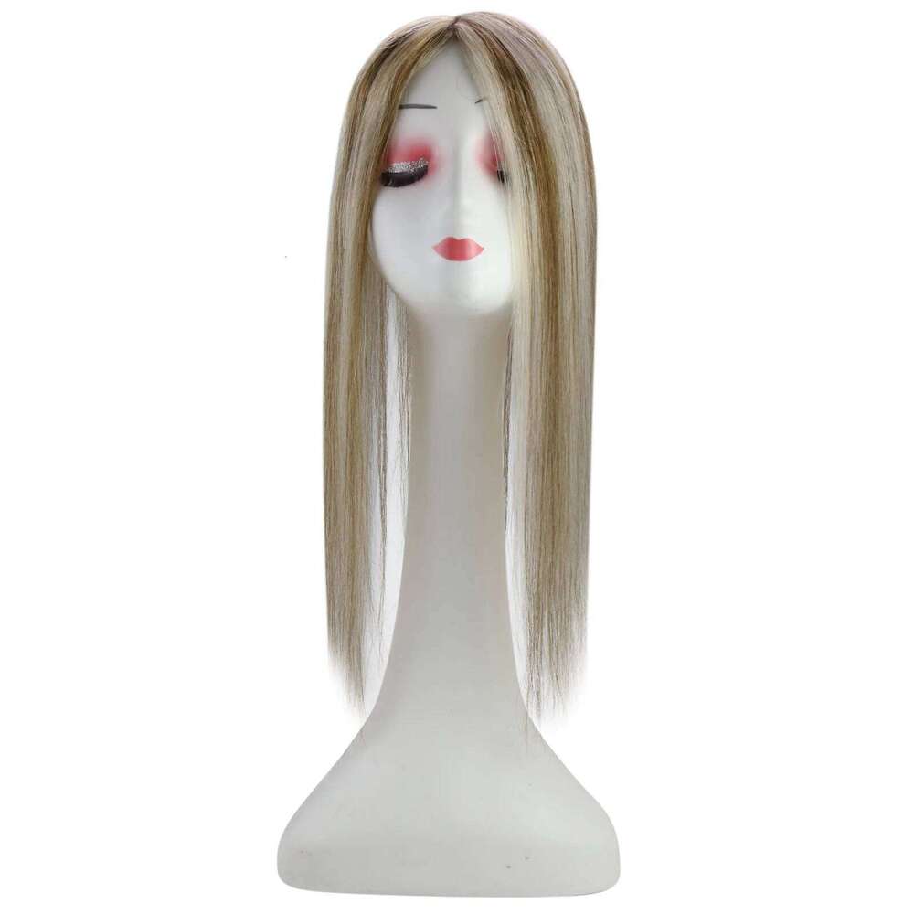 Moresoo Human Clip in Piece for Women 20in 50cm 150% Density Hair Topper Mono and PU Base Toppers Invisible