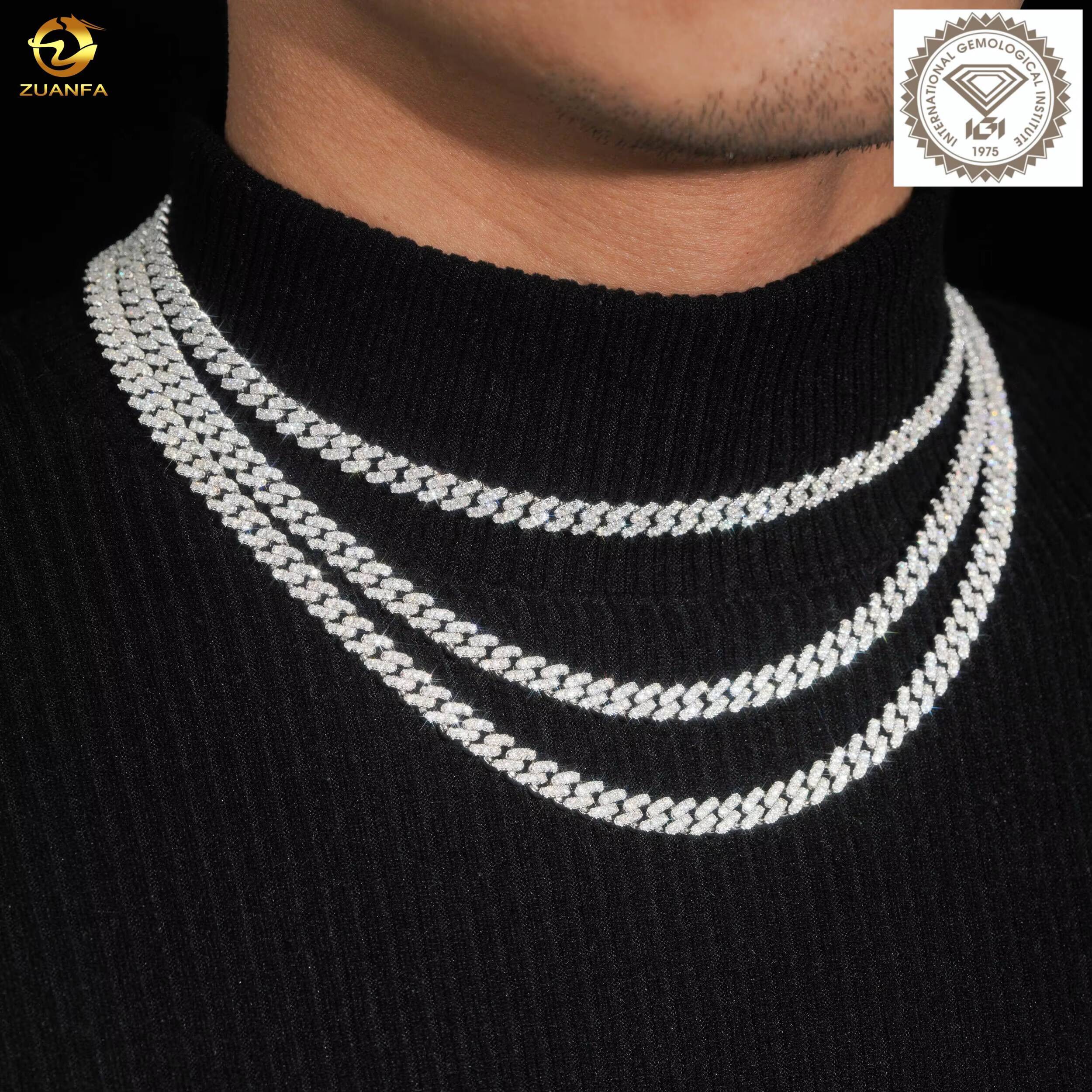 Custom Name Lock Clasp S925 Sterling Silver Iced Out 6MM Cuban Link Chain Hip Hop Lab Grown Diamond Necklace