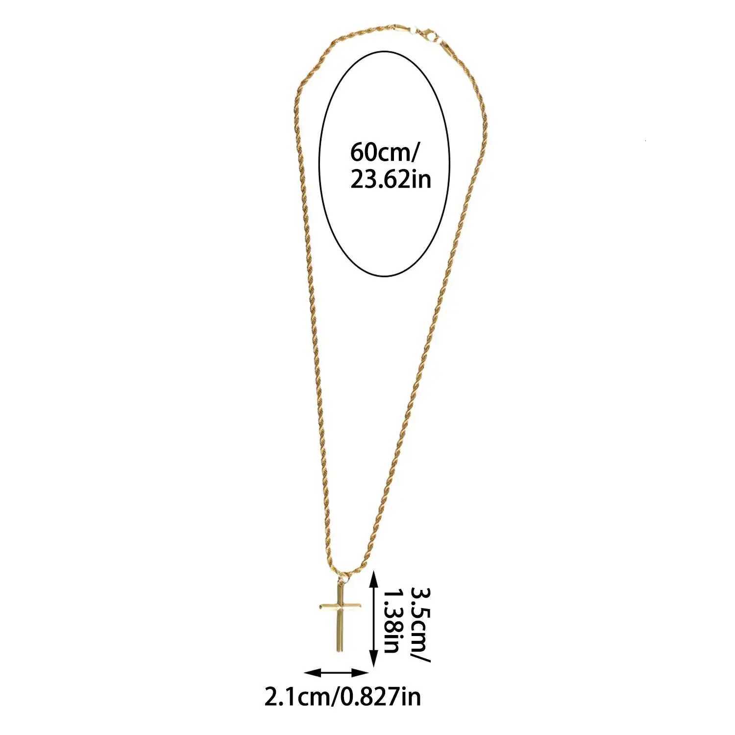 18K Gold Plated Stainless Steel Cross Pendant Necklace for Men Boys Simple Twisted Chain Fashionable Jewelry for Beach Party XJ250708