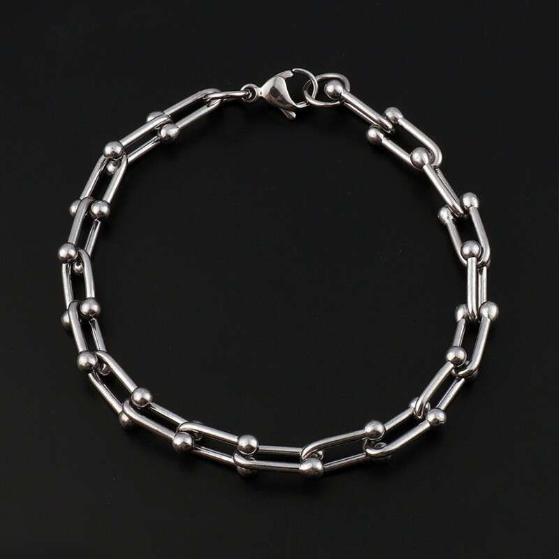 Stainless Steel Round Ball Horseshoe for Women, High-End Design, Fashionable and Simple, Non-Fading Men's Bracelet ddmypluto