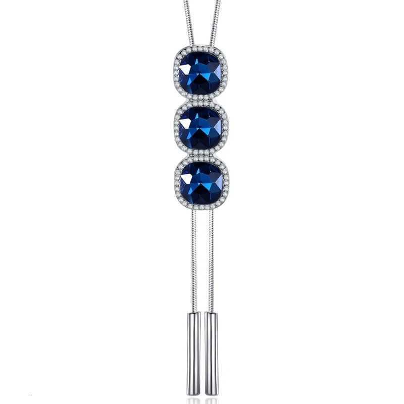 Elegant Long Necklace with Blue Crystal Tassel HighEnd Fashion Jewelry Gift for Women Z250910