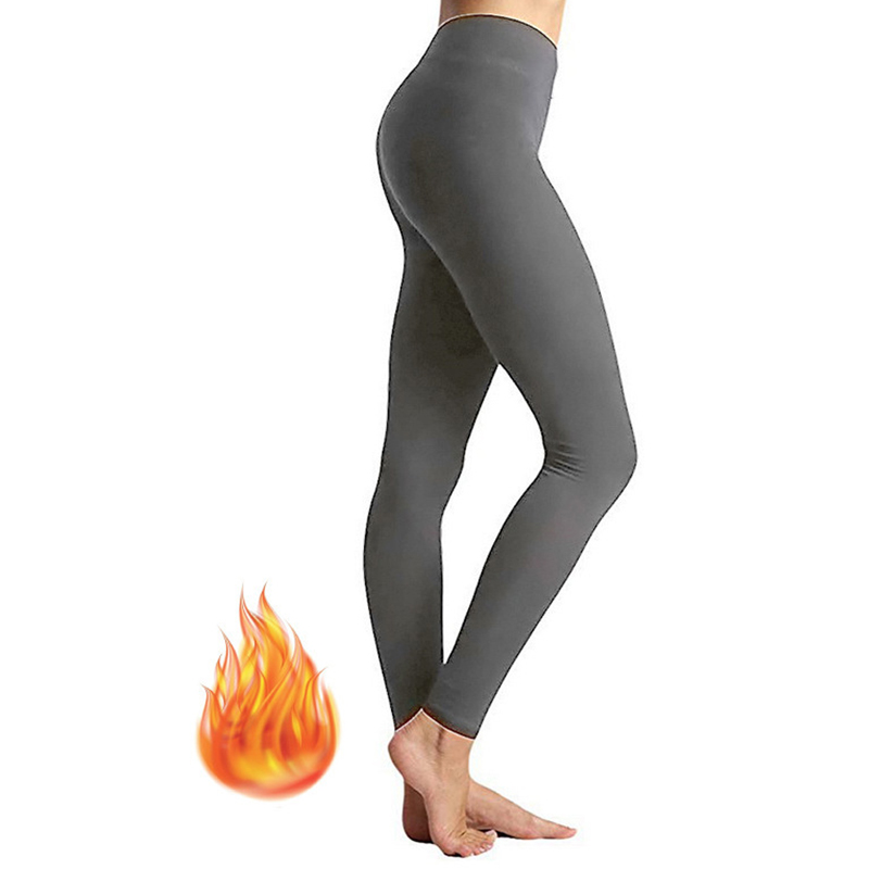 European and American winter plus-size women's leggings with thick fleece lining, pure color, slim-fit, tight-fitting yoga pants